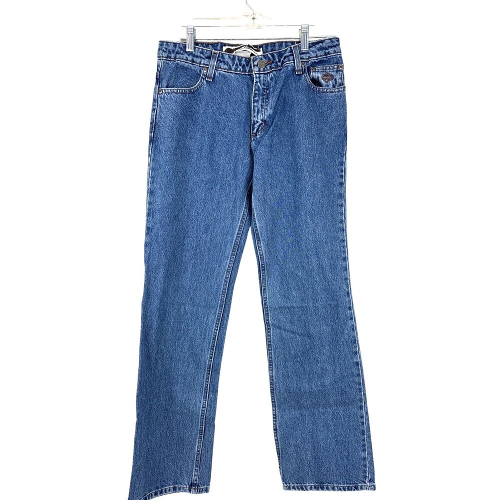Harley-Davidson Womens 6 Straight Leg Medium Wash Cotton Denim Biker Jeans NEW